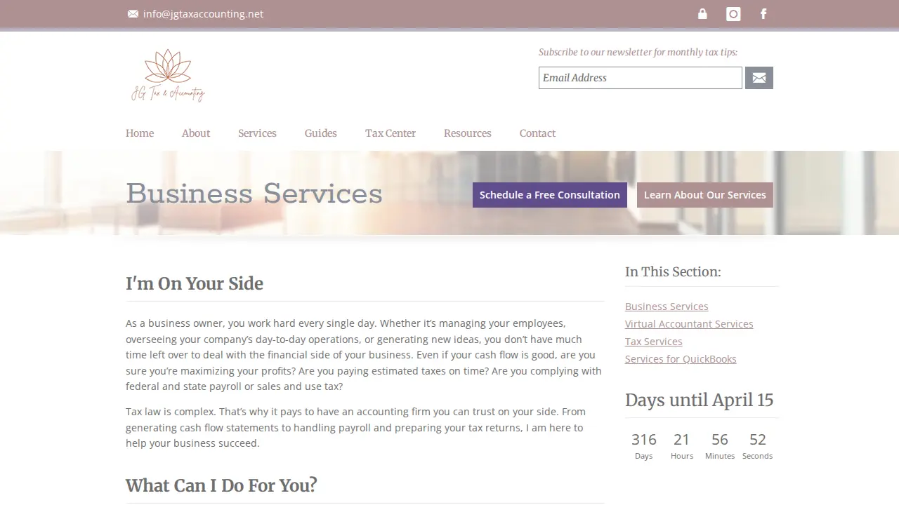 JG Tax & Accounting page