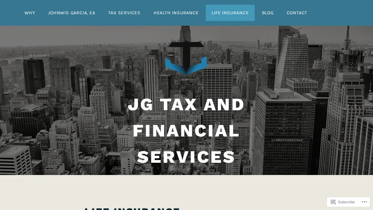 JG Tax and Financial Services page