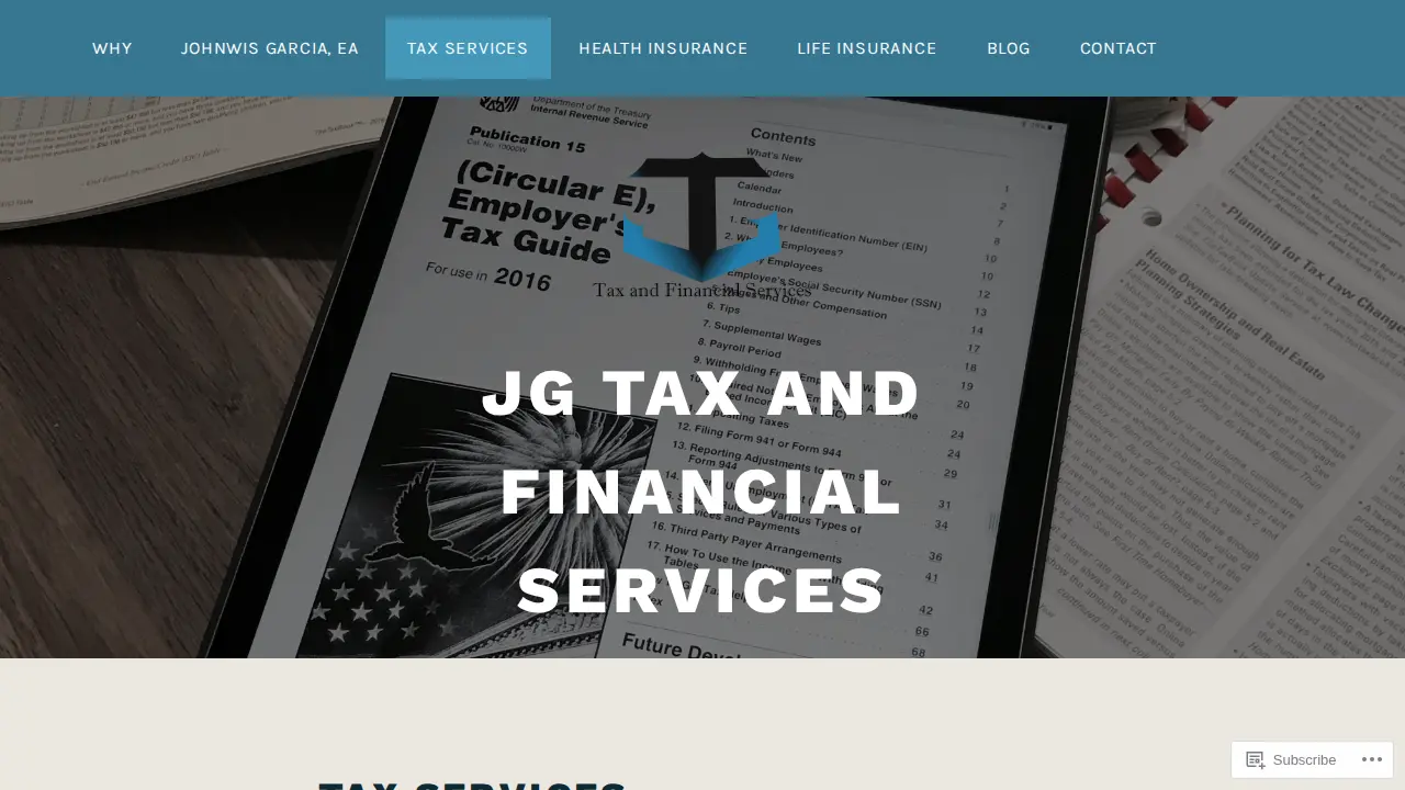 JG Tax and Financial Services page