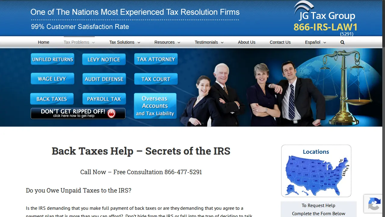 JG Tax Group page
