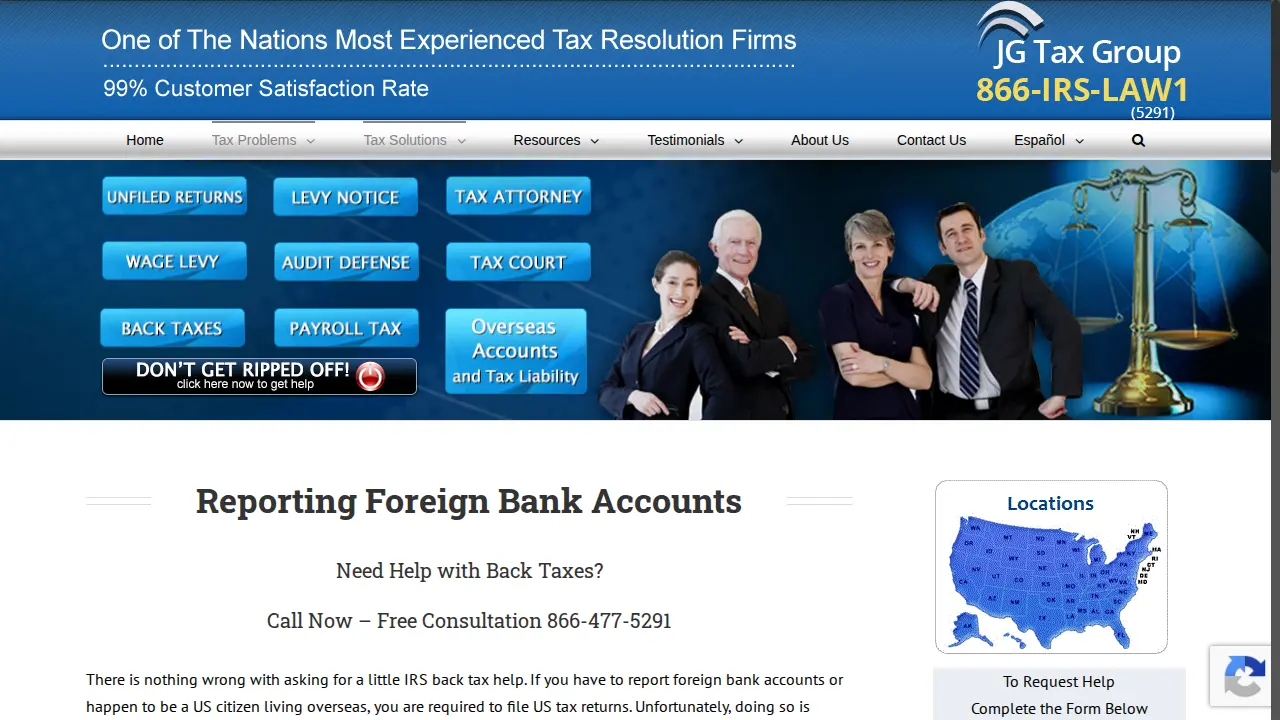 JG Tax Group page