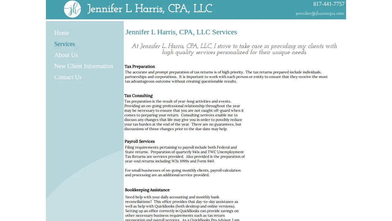 Jennifer L Harris, CPA, LLC page