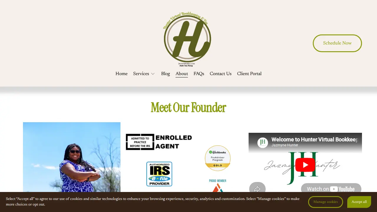 Hunter Virtual Bookkeeping and Tax page