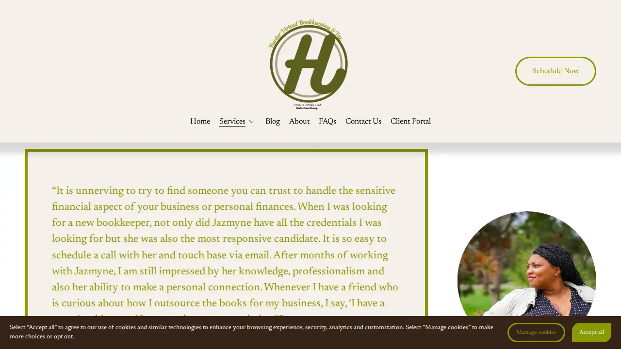 Hunter Virtual Bookkeeping and Tax page