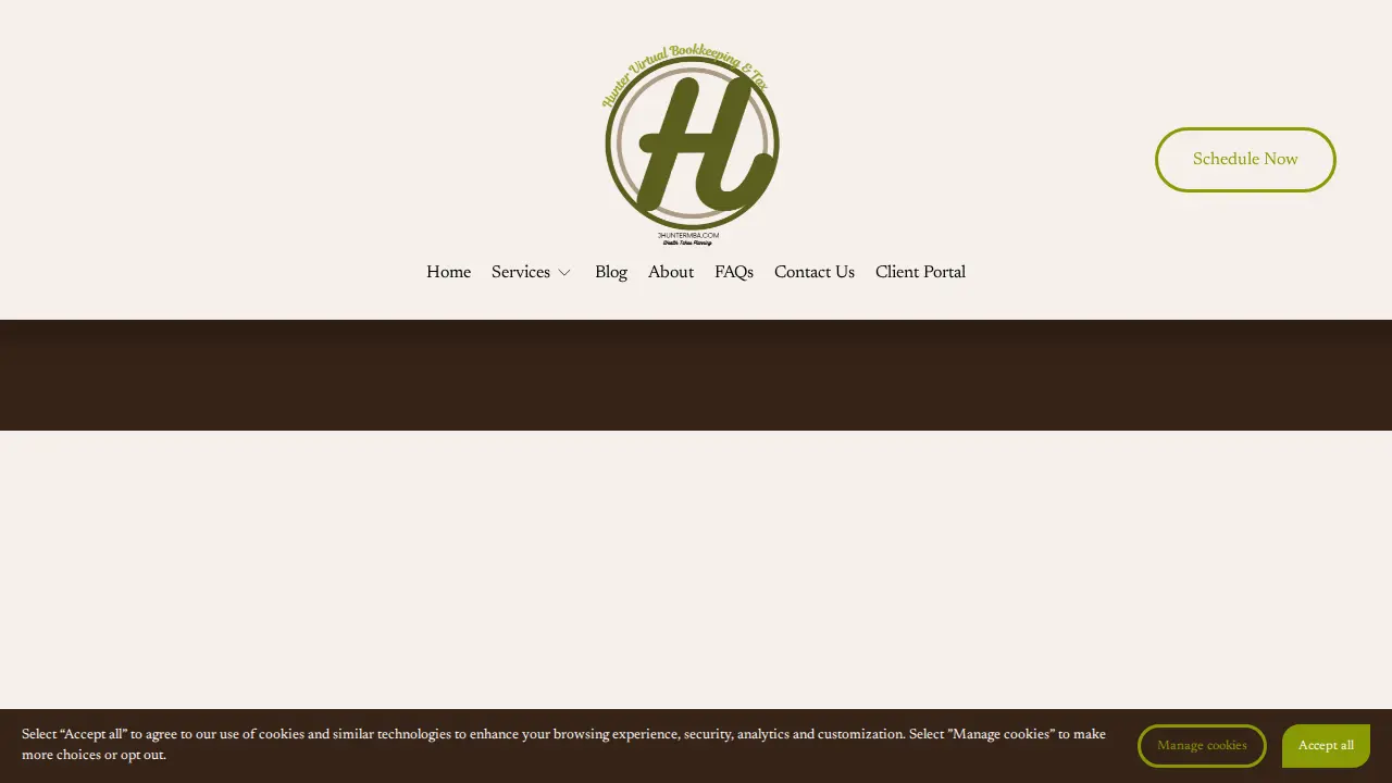 Hunter Virtual Bookkeeping and Tax page