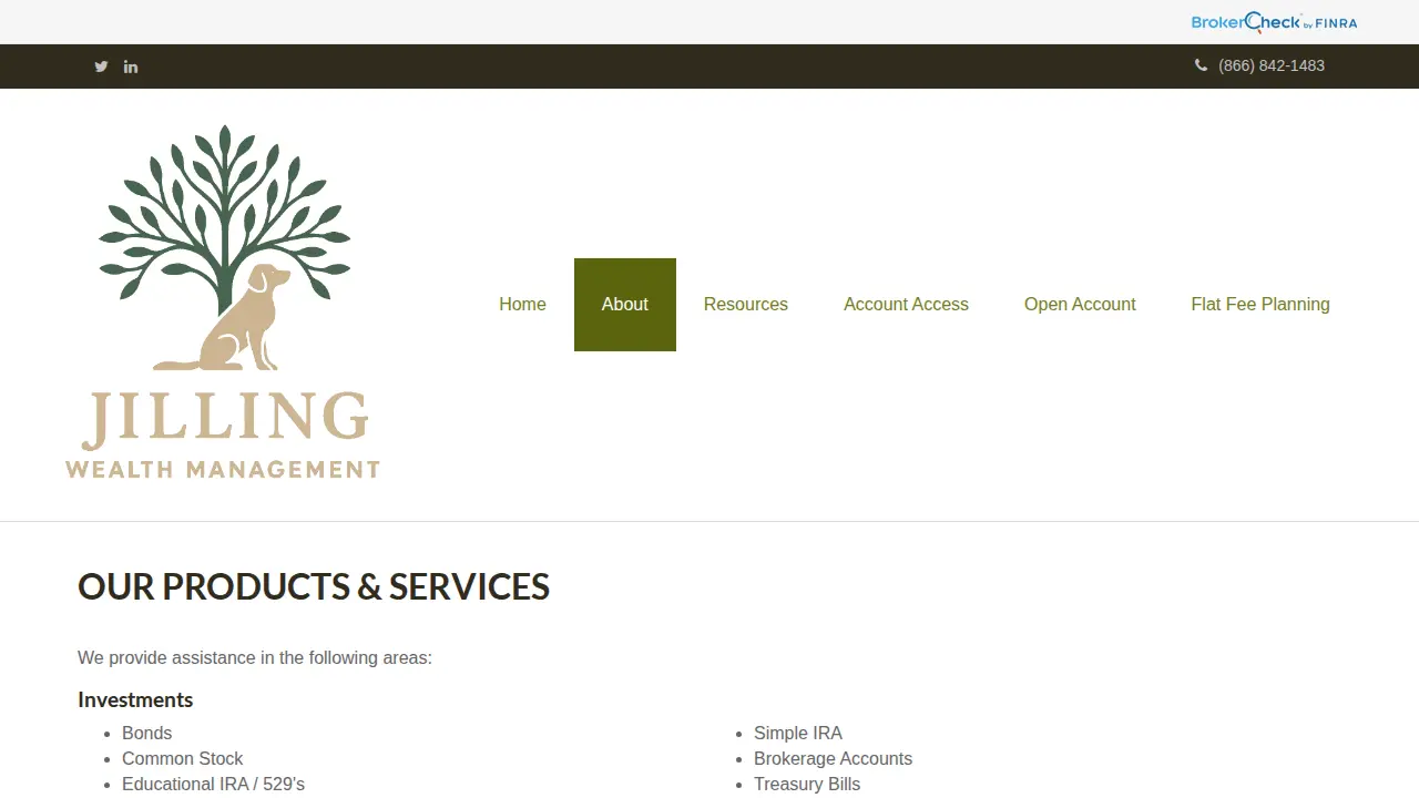 Jilling Wealth Management page