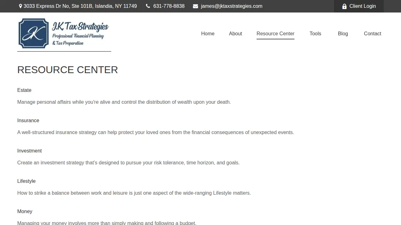 Jk Tax Strategies page
