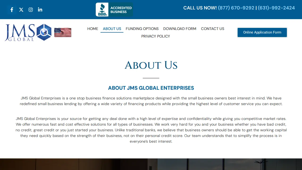 JMS Global page