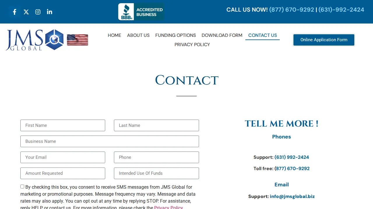 JMS Global page