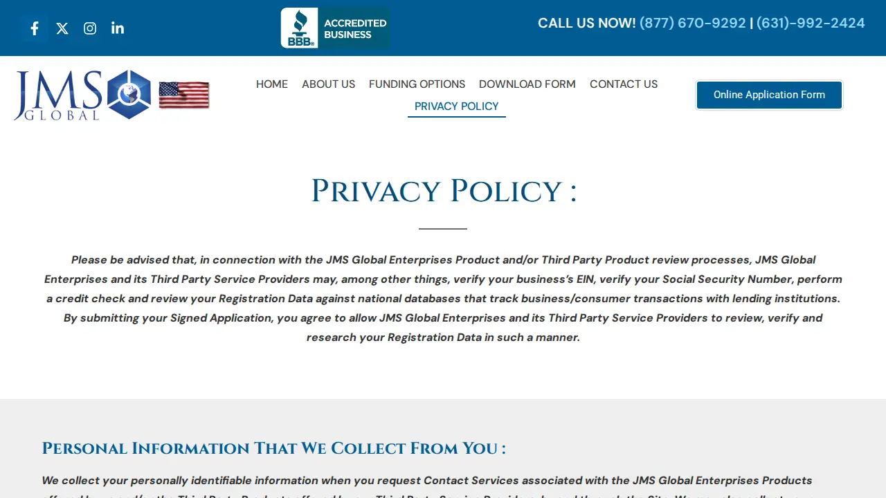 JMS Global page