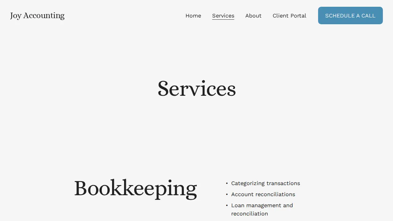 Joy Accounting LLC page