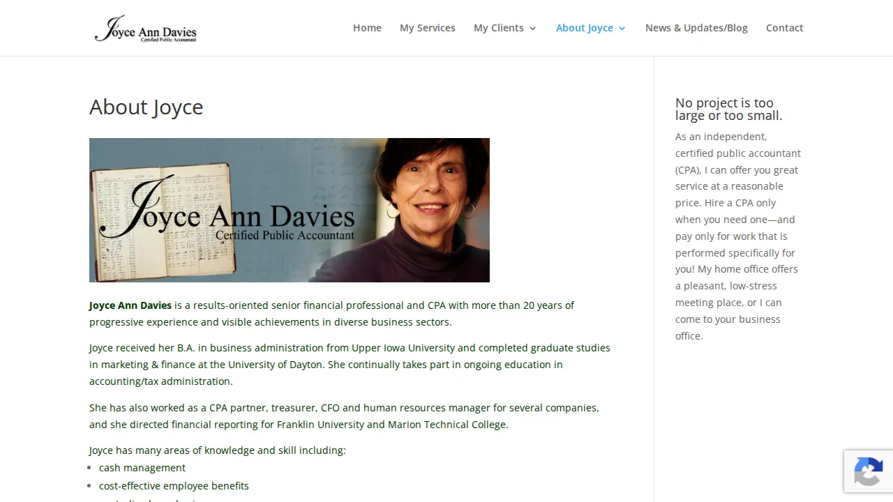 Joyce Ann Davies, CPA page