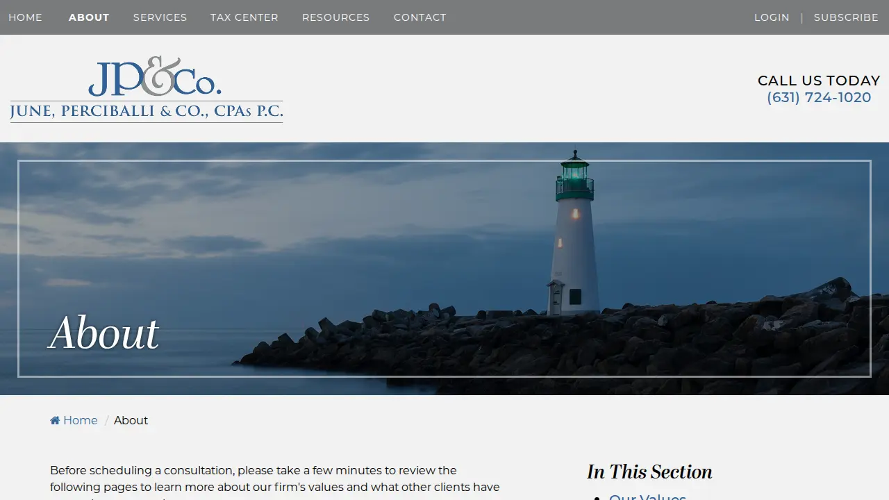 June, Perciballi & Co. CPAs P.C. page