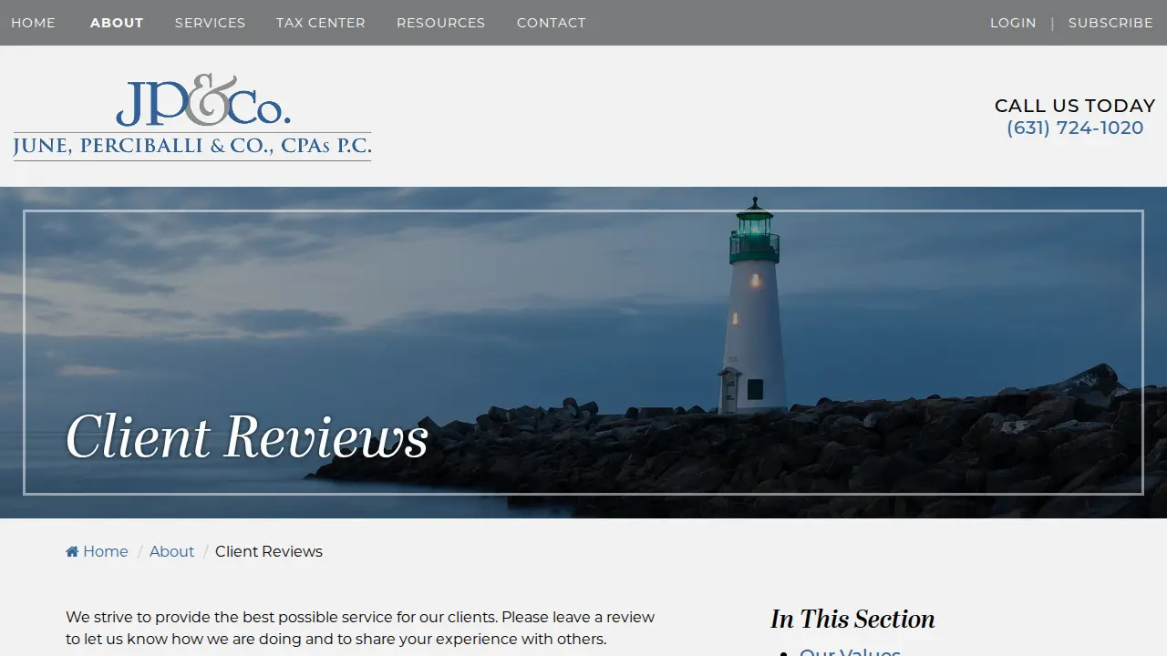 June, Perciballi & Co. CPAs P.C. page