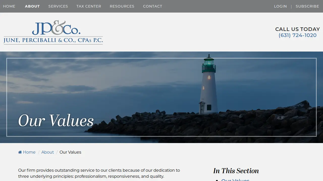 June, Perciballi & Co. CPAs P.C. page