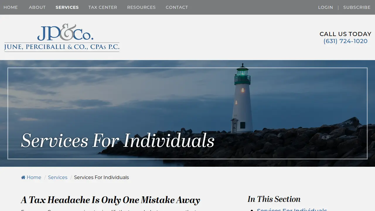 June, Perciballi & Co. CPAs P.C. page