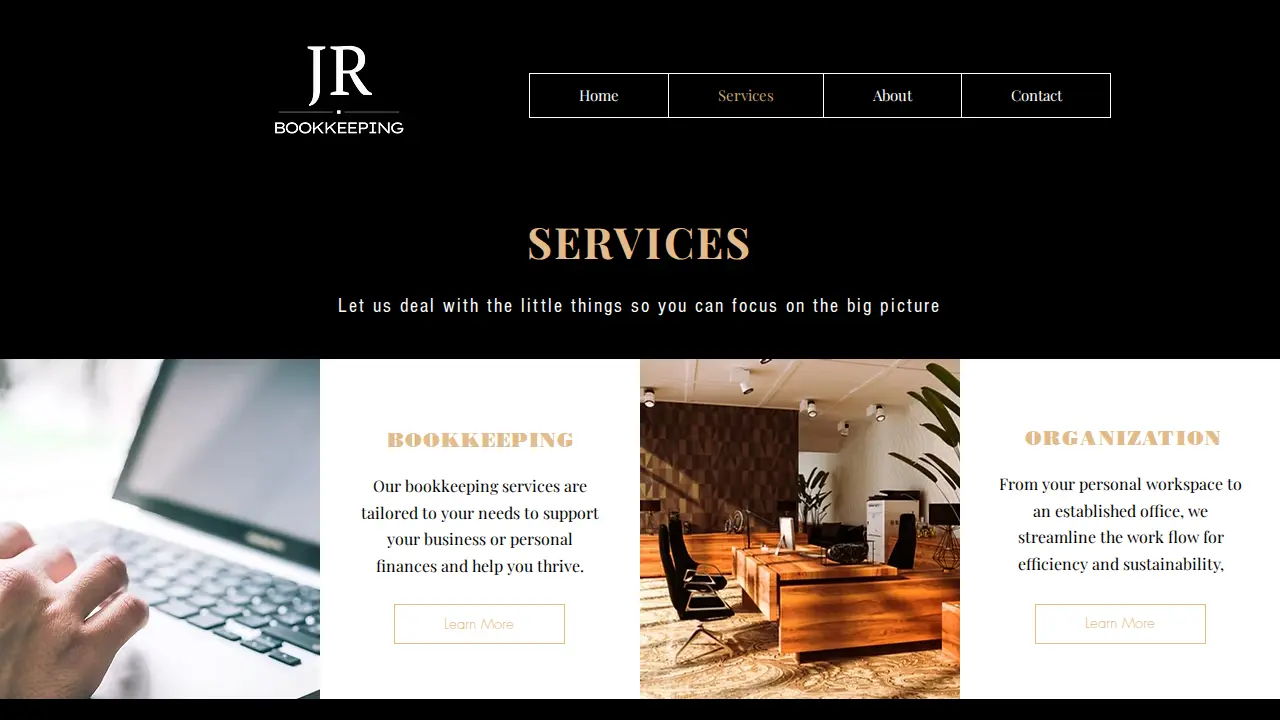 JR Bookkeeping & Organization page