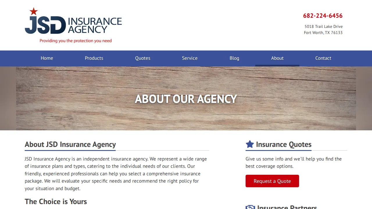 JSD Insurance Agency page