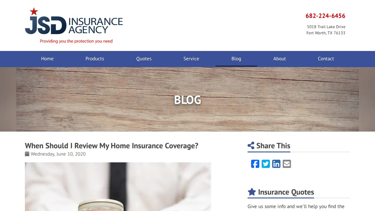 JSD Insurance Agency page