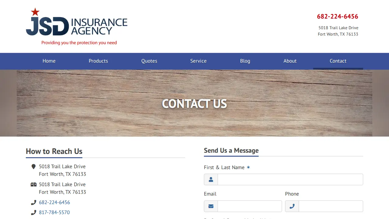 JSD Insurance Agency page
