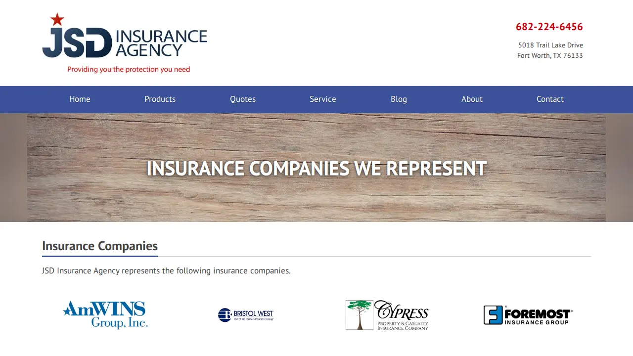 JSD Insurance Agency page