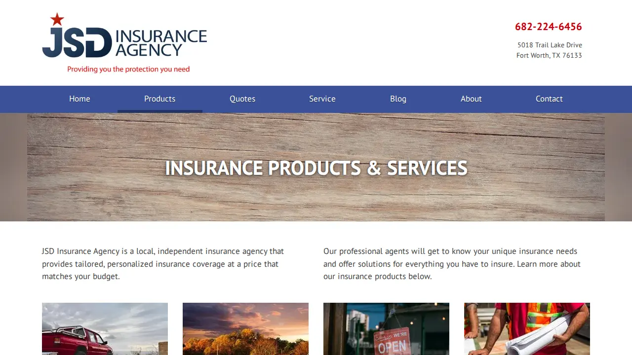 JSD Insurance Agency page