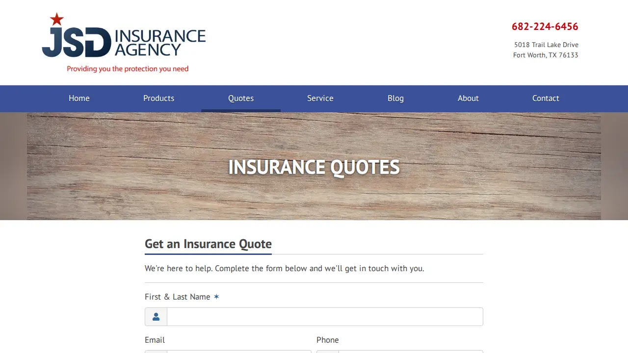 JSD Insurance Agency page