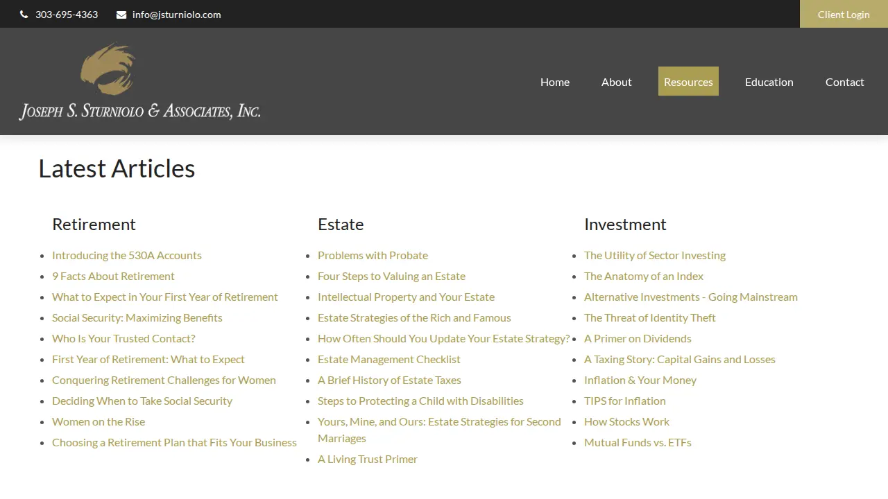 Joseph S. Sturniolo & Associates, Inc. page