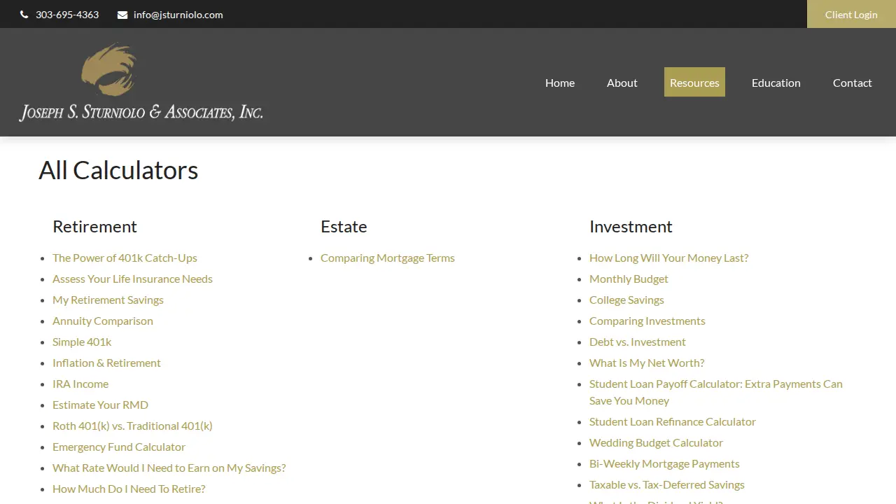 Joseph S. Sturniolo & Associates, Inc. page