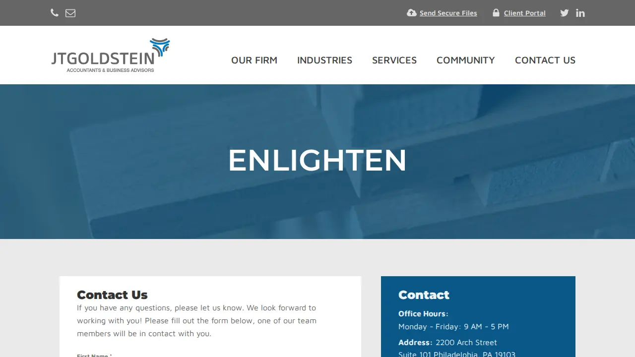 JTGoldstein Accountants and Business Advisors page