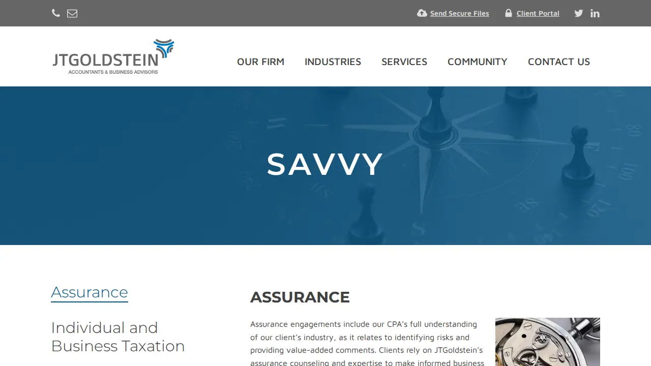 JTGoldstein Accountants and Business Advisors page