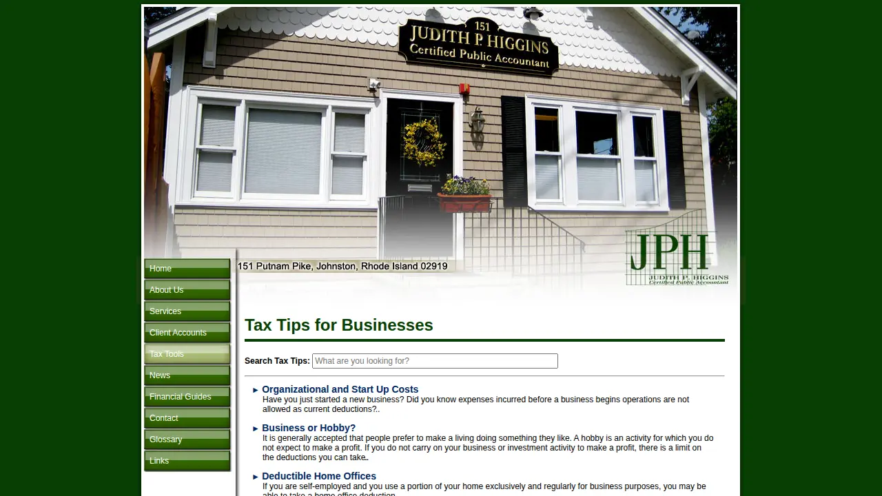 Judith P. Higgins, CPA page