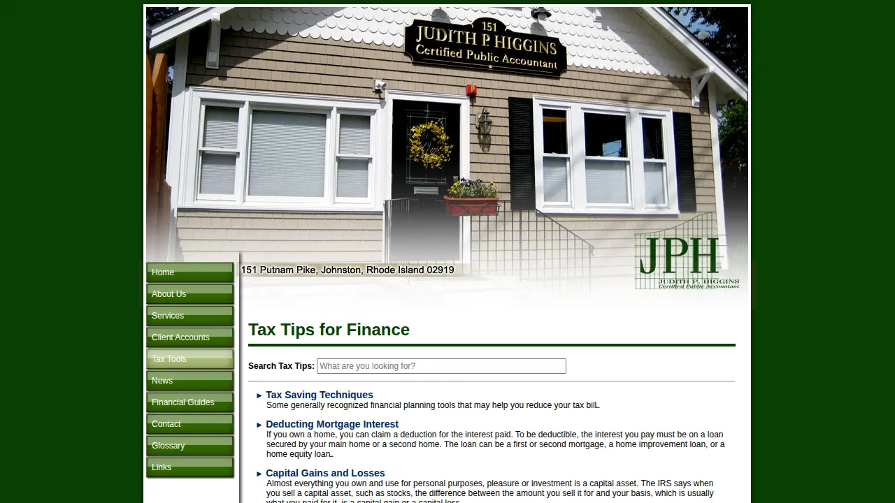 Judith P. Higgins, CPA page