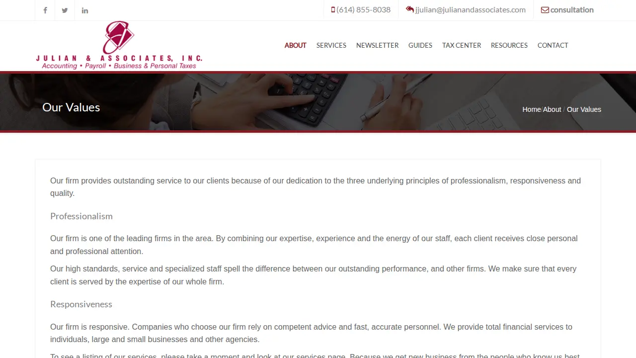 Julian & Associates page