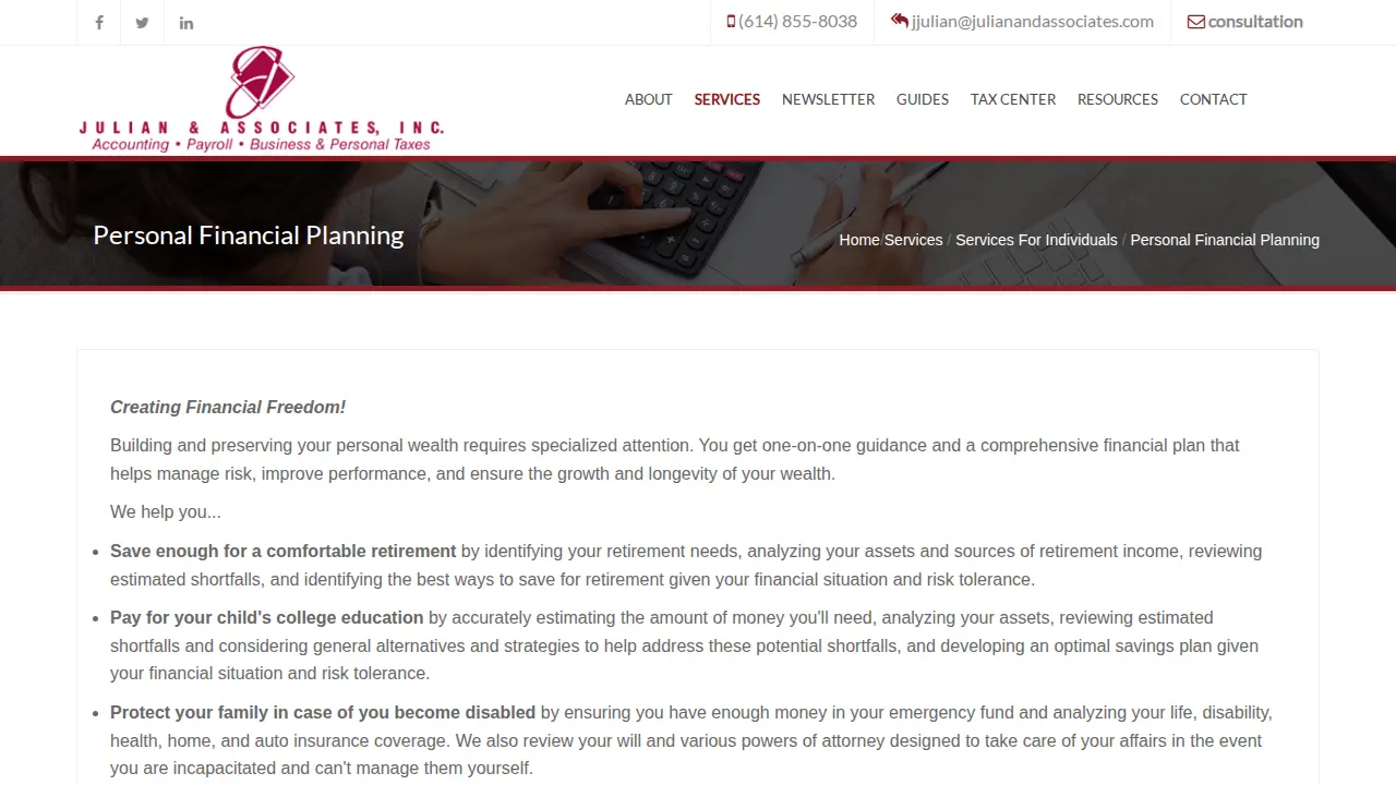Julian & Associates page
