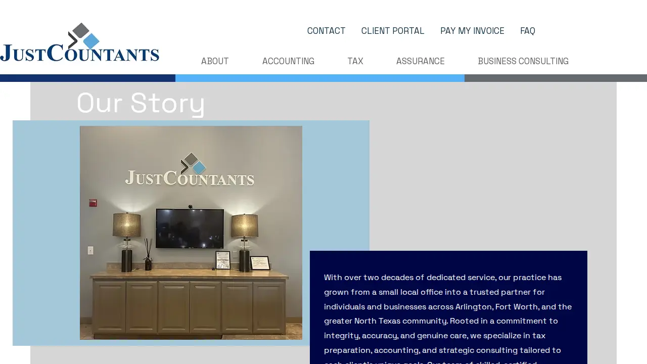 JustCountants page