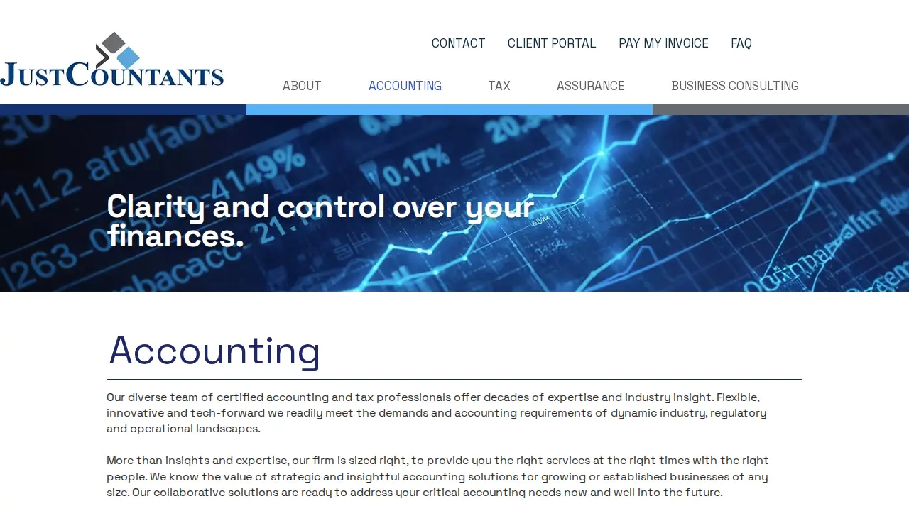 JustCountants page