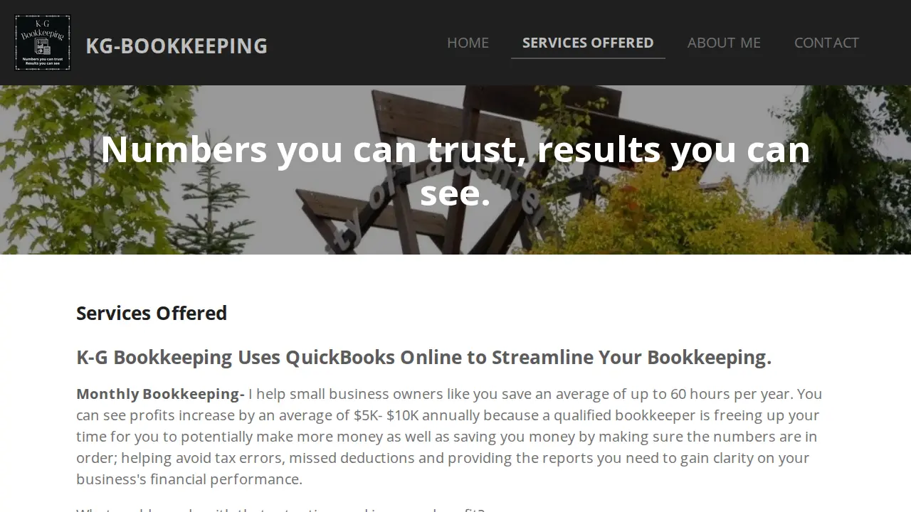 K-G Bookkeeping page