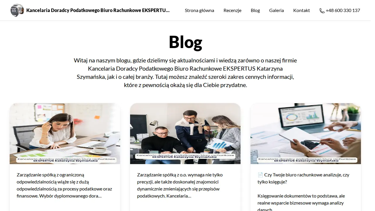 Kancelaria Doradcy Podatkowego Biuro Rachunkowe EKSPERTUS Katarzyna Szymańska page