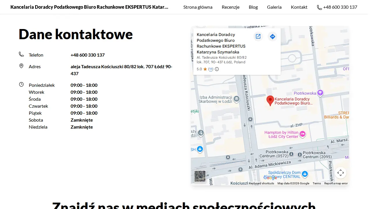 Kancelaria Doradcy Podatkowego Biuro Rachunkowe EKSPERTUS Katarzyna Szymańska page