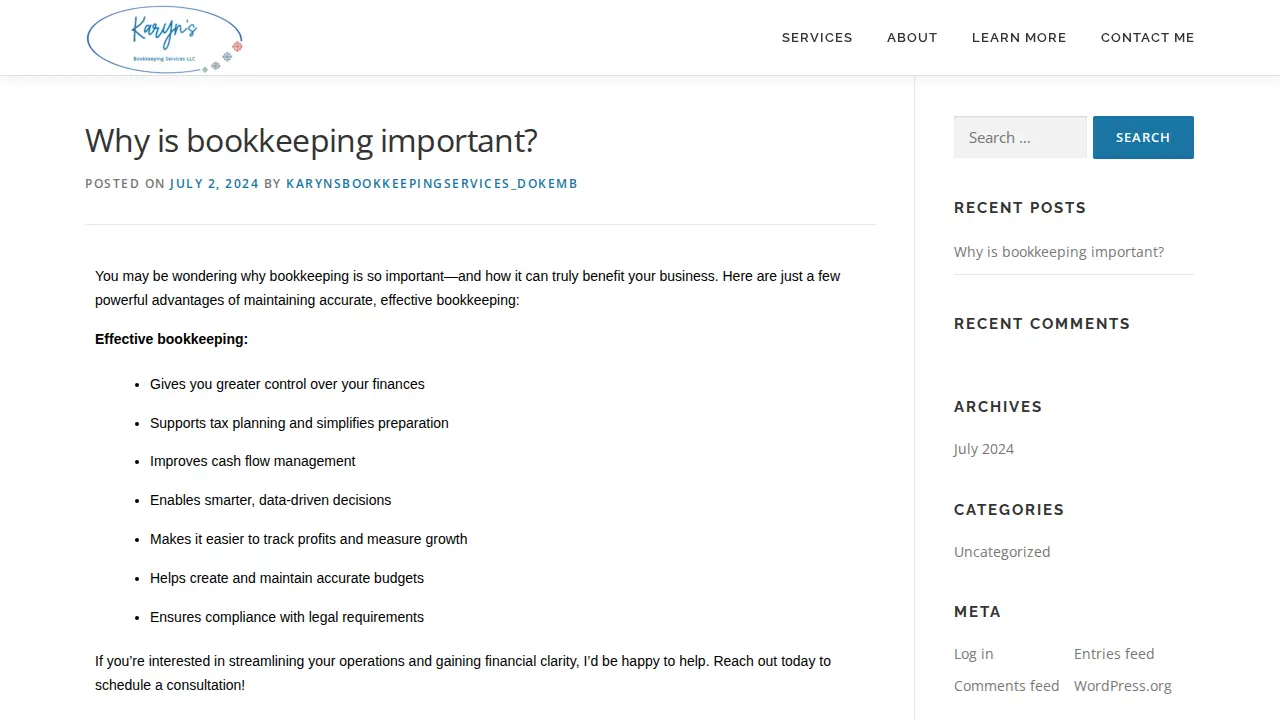 Karyn's Bookkeeping Services LLC page