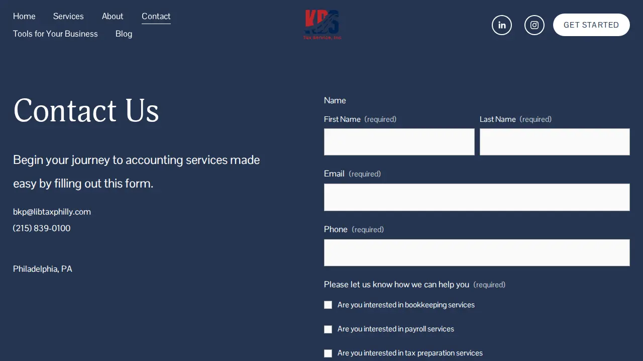 KBS Tax Service page