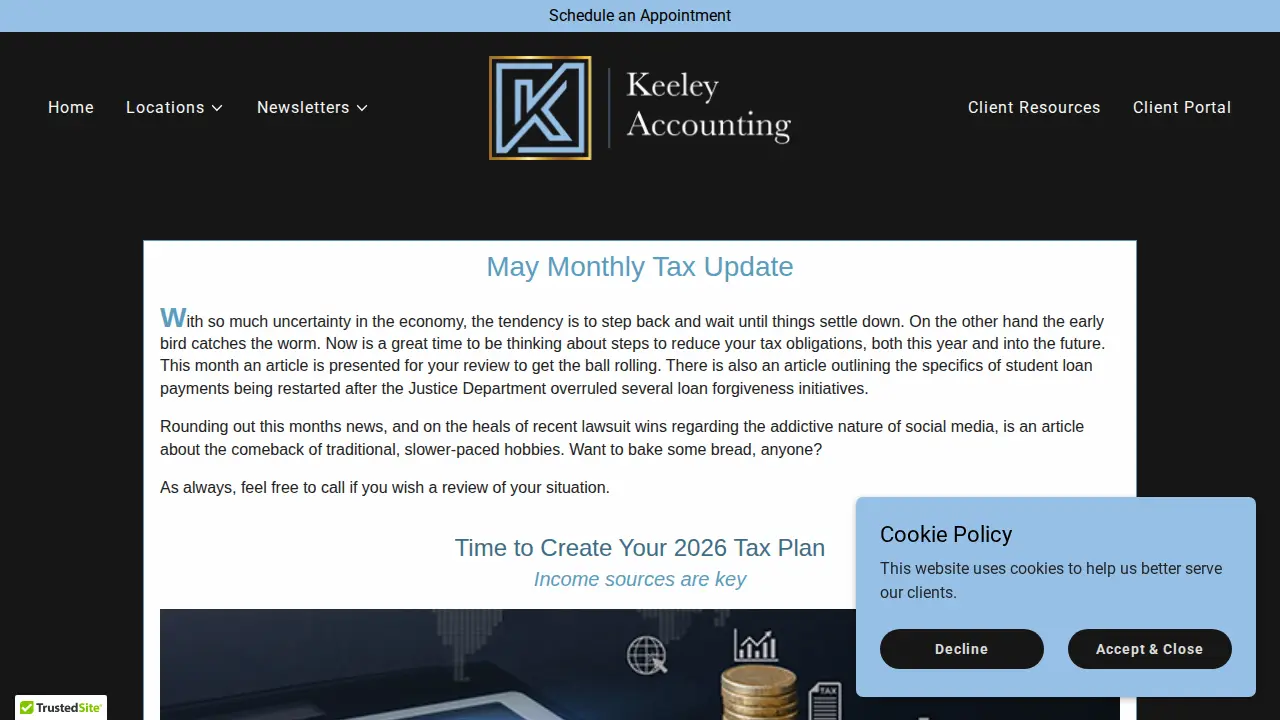 Keeley Accounting page