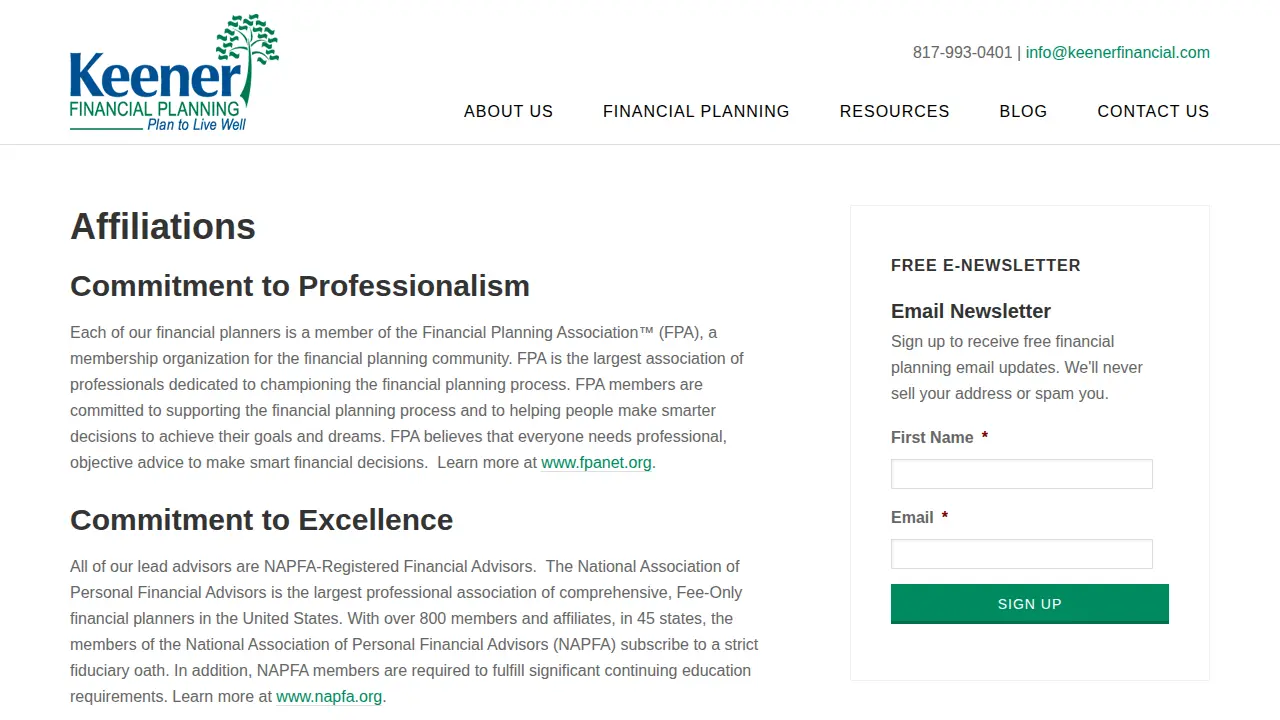 Keener Financial Planning page