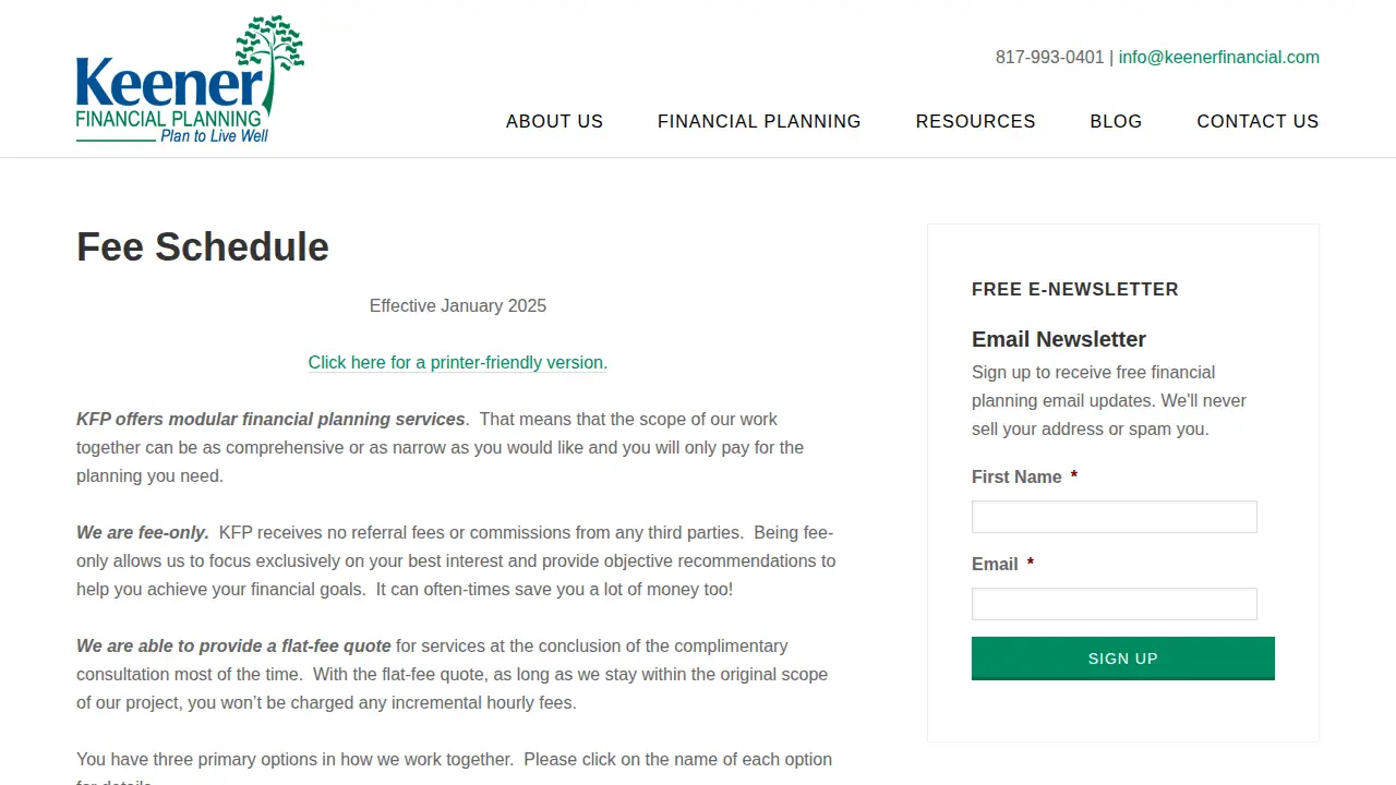 Keener Financial Planning page