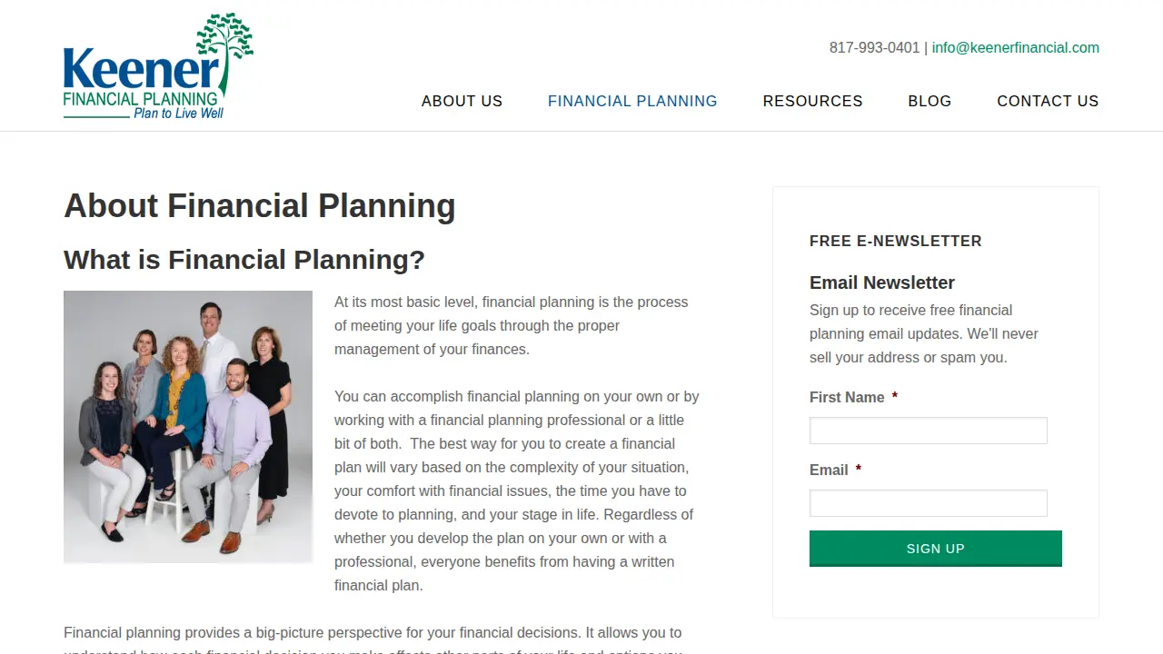 Keener Financial Planning page