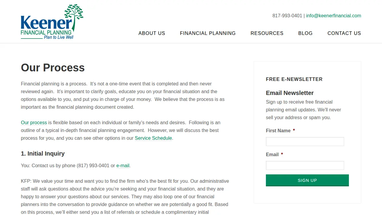 Keener Financial Planning page