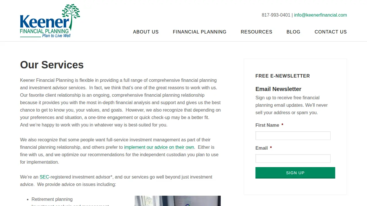 Keener Financial Planning page