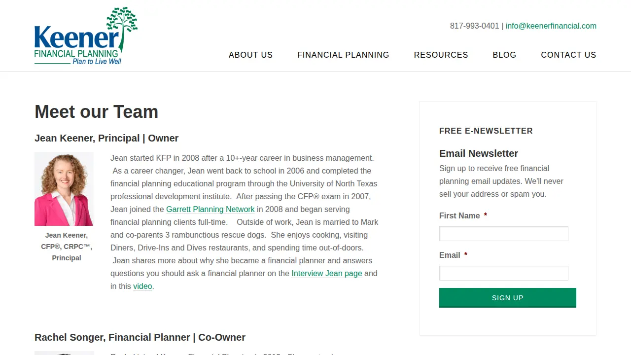 Keener Financial Planning page