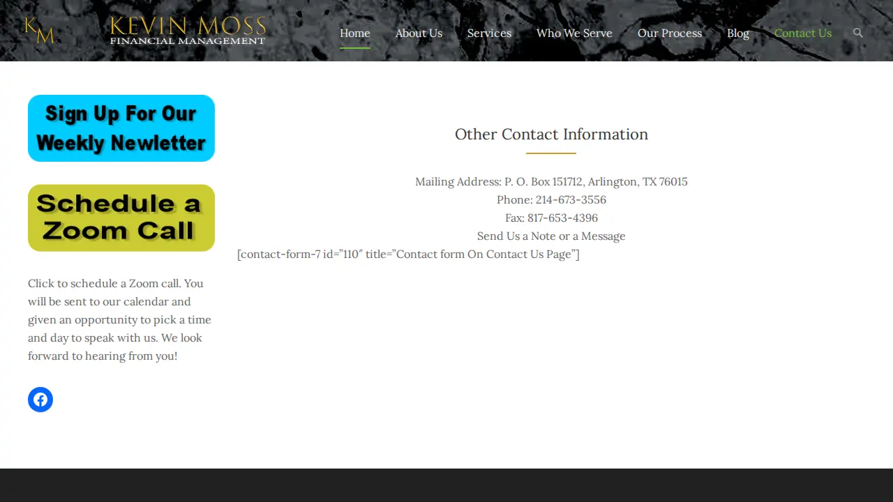 Kevin Moss Financial Management page